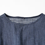Indigo Fuwafuwa Double Woven Tiered Blouse Detail