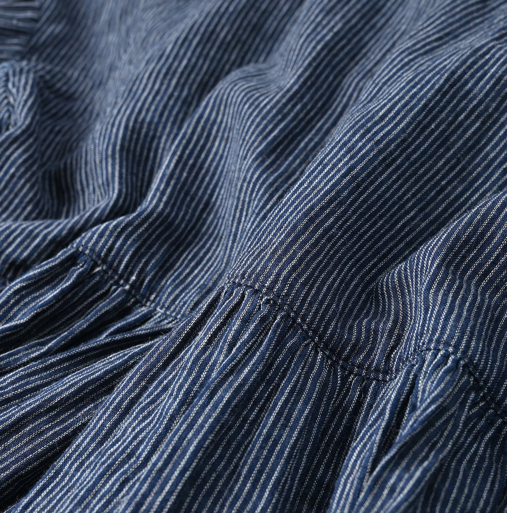 Indigo Fuwafuwa Double Woven Tiered Blouse Detail
