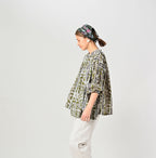 Indian Striped Flower Block Print Smock Blouse Female Model
