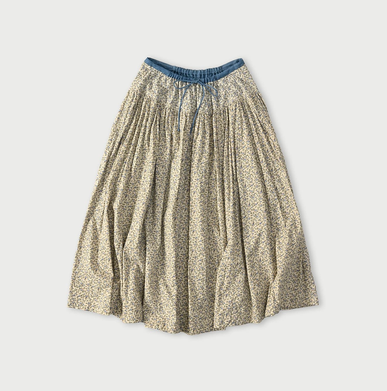 Ivy Flower Print Easy Gather Skirt Blue