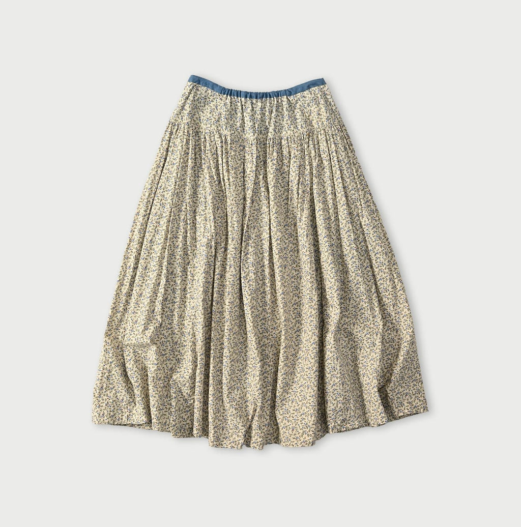 Ivy Flower Print Easy Gather Skirt Back