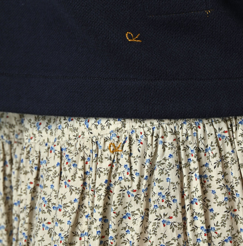 Ivy Flower Print Easy Gather Skirt Detail