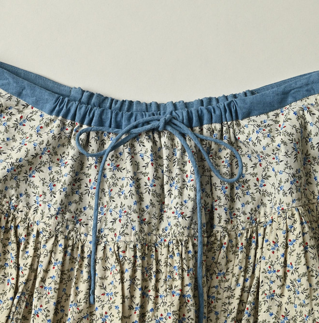 Ivy Flower Print Easy Gather Skirt Detail