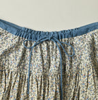 Ivy Flower Print Easy Gather Skirt Detail