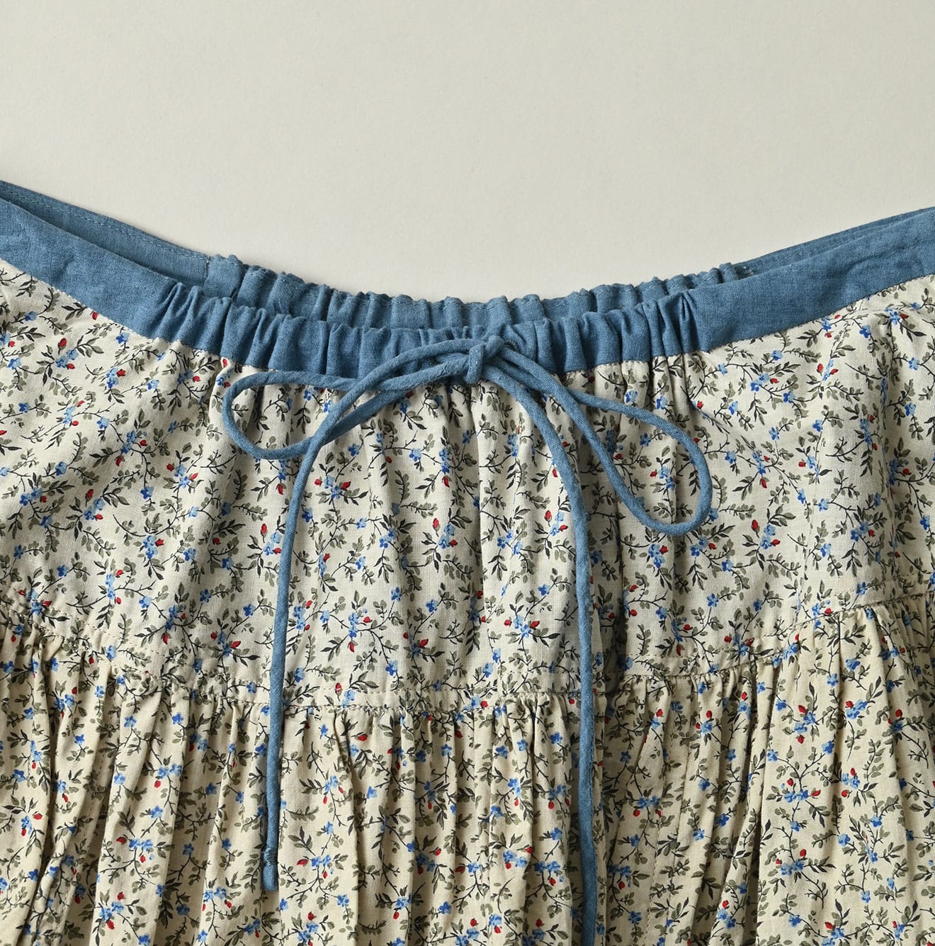 Ivy Flower Print Easy Gather Skirt Detail