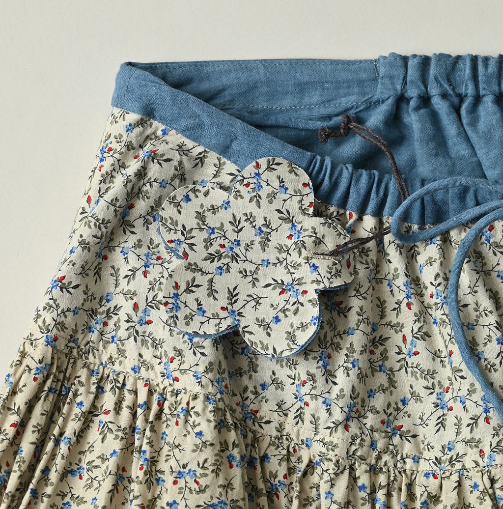 Ivy Flower Print Easy Gather Skirt Detail