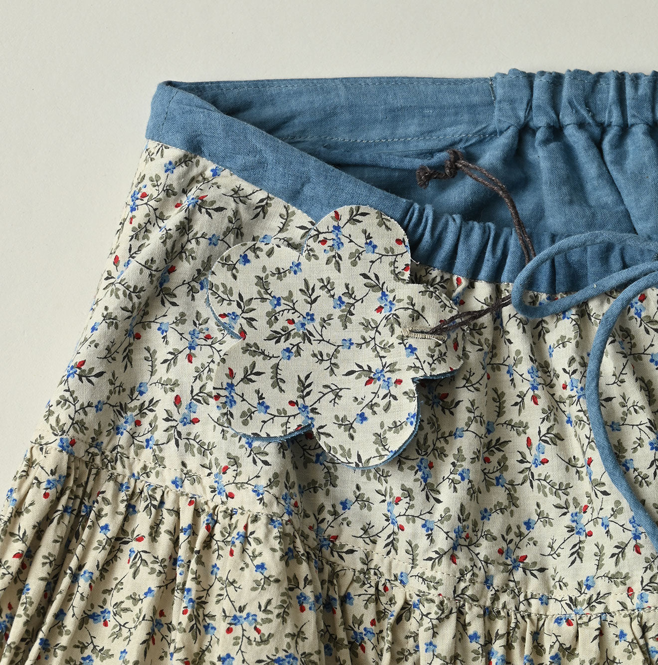 Ivy Flower Print Easy Gather Skirt Detail