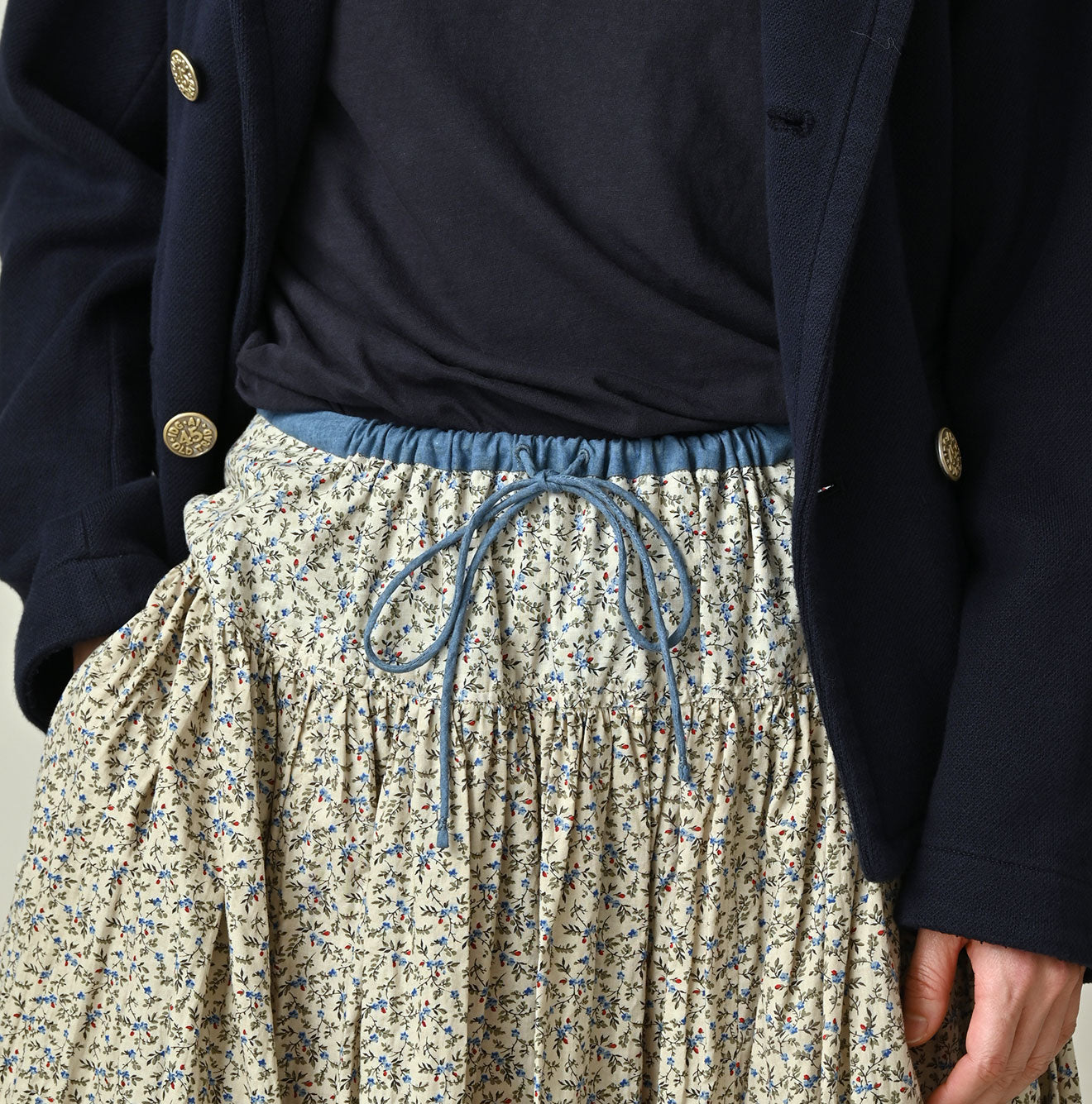 Ivy Flower Print Easy Gather Skirt Detail