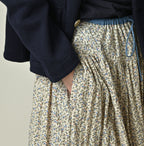 Ivy Flower Print Easy Gather Skirt Detail