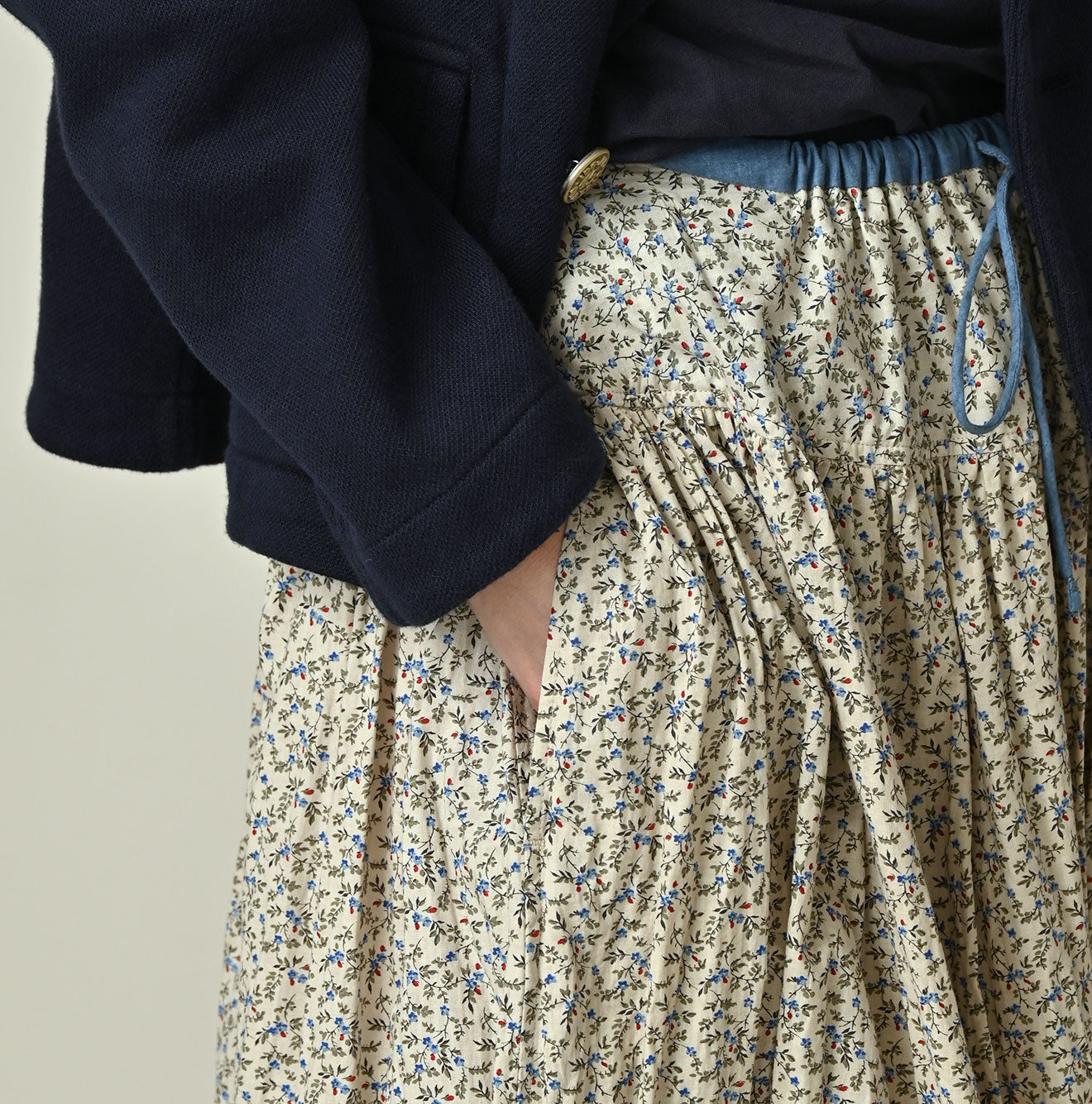 Ivy Flower Print Easy Gather Skirt Detail
