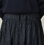 Indigo Ivy Flower Print Easy Gather Skirt Detail