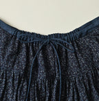Indigo Ivy Flower Print Easy Gather Skirt Detail