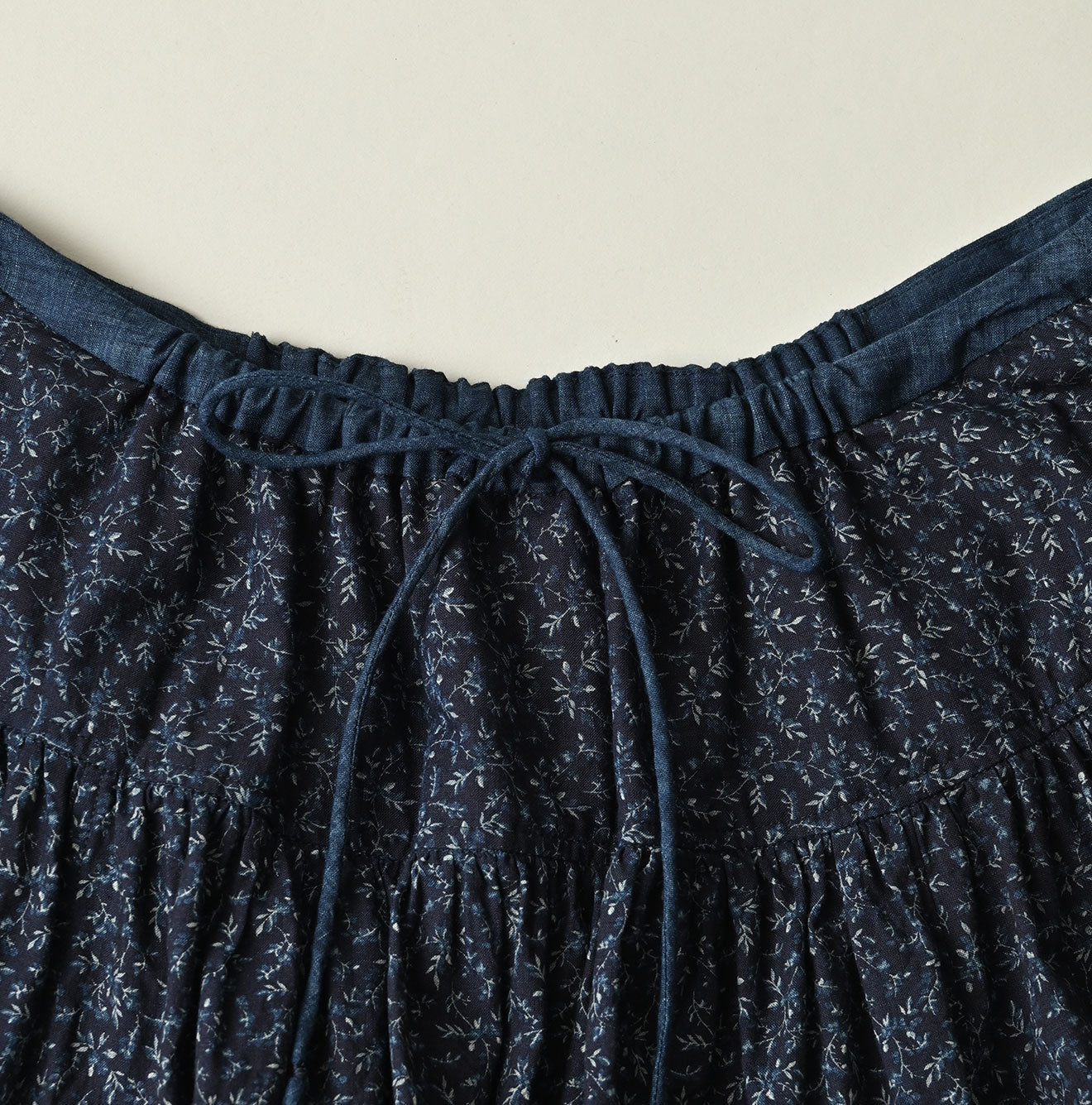 Indigo Ivy Flower Print Easy Gather Skirt Detail