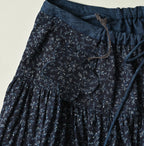 Indigo Ivy Flower Print Easy Gather Skirt Detail