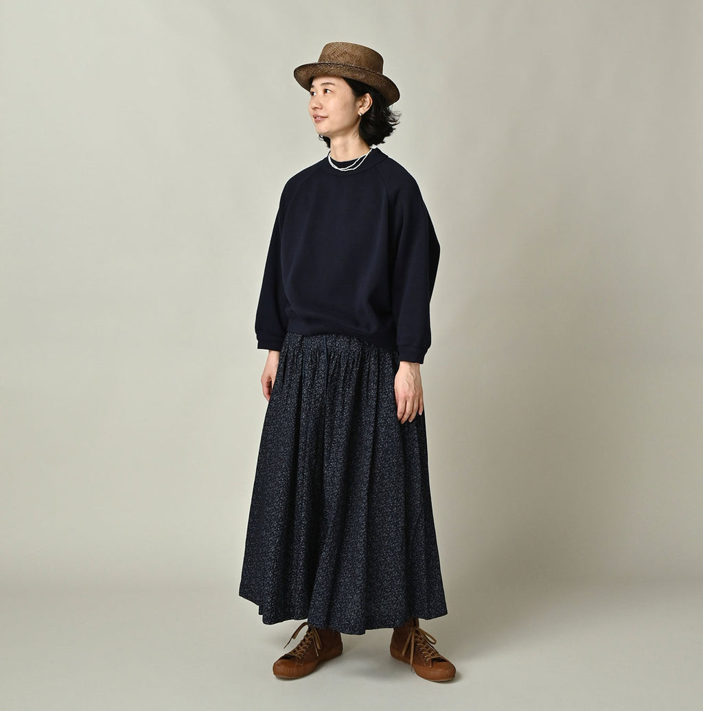 Indigo Ivy Flower Print Easy Gather Skirt Female Model