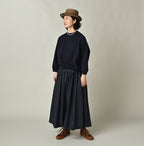 Indigo Ivy Flower Print Easy Gather Skirt Female Model