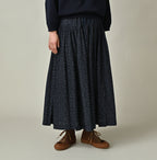 Indigo Ivy Flower Print Easy Gather Skirt Female Model