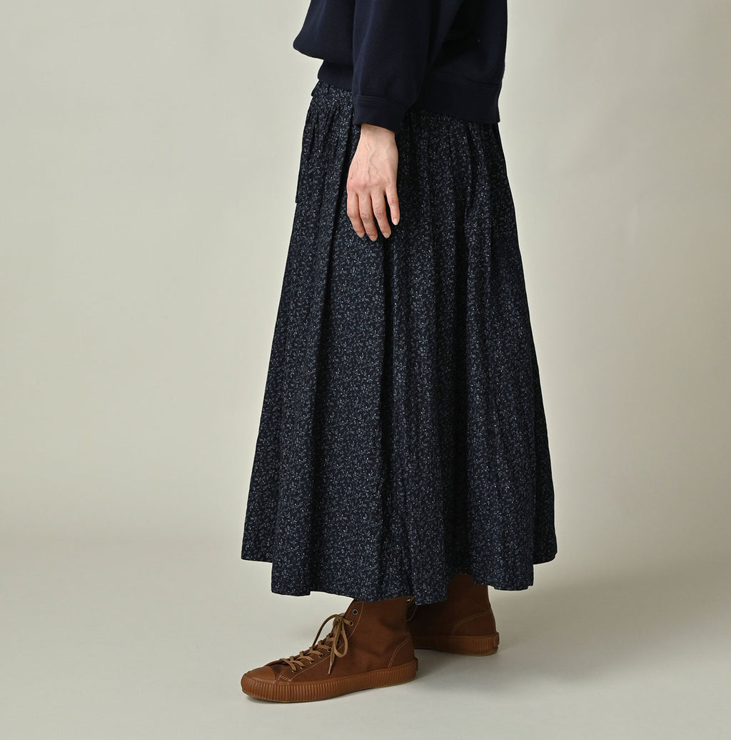 Indigo Ivy Flower Print Easy Gather Skirt Female Model