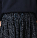 Indigo Ivy Flower Print Easy Gather Skirt Detail