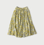 Indian Khadi Flower Sarasa Print Easy Gather Skirt Lemon