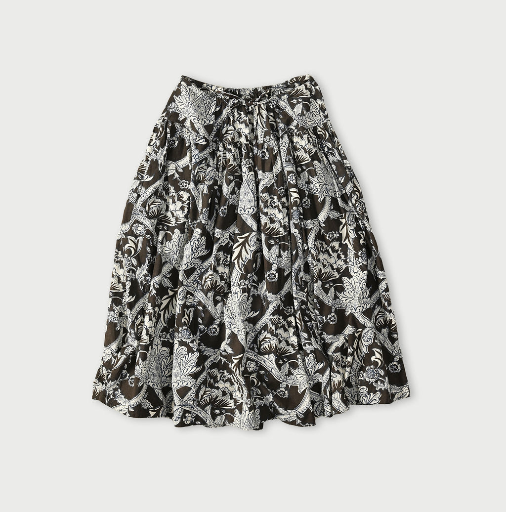 Indian Khadi Flower Sarasa Print Easy Gather Skirt