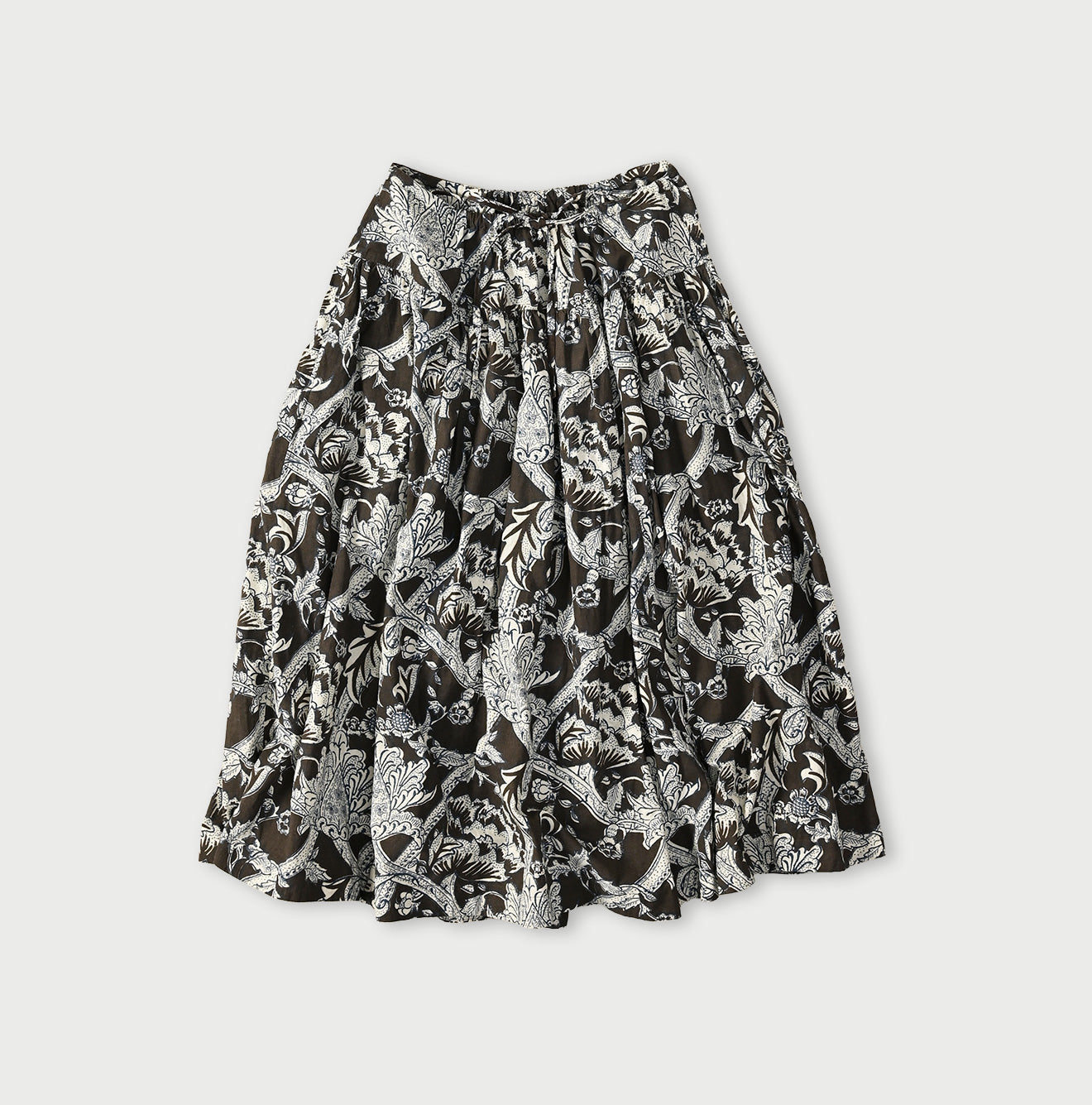 Indian Khadi Flower Sarasa Print Easy Gather Skirt