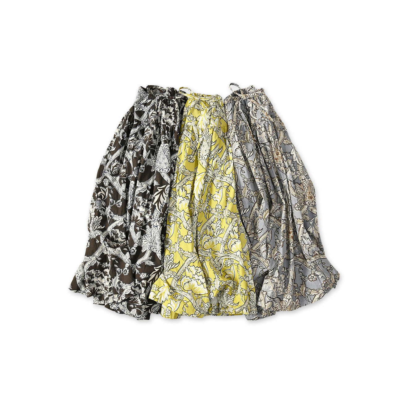 Indian Khadi Flower Sarasa Print Easy Gather Skirt