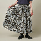 Indian Khadi Flower Sarasa Print Easy Gather Skirt Female Model