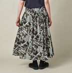 Indian Khadi Flower Sarasa Print Easy Gather Skirt Female Model