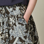Indian Khadi Flower Sarasa Print Easy Gather Skirt Detail