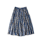 Indian Striped Flower Block Print Tiered Skirt Navy