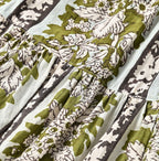 Indian Striped Flower Block Print Tiered Skirt Detail