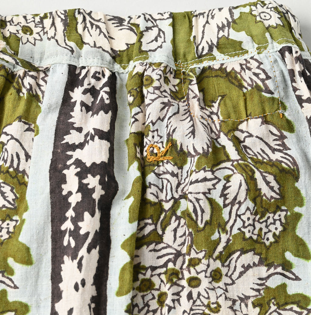 Indian Striped Flower Block Print Tiered Skirt Detail