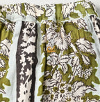 Indian Striped Flower Block Print Tiered Skirt Detail