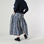 Indian Striped Flower Block Print Tiered Skirt Female Model
