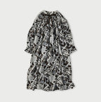 Indian Khadi Flower Sarasa Print Chou Chou Smock Dress Brown