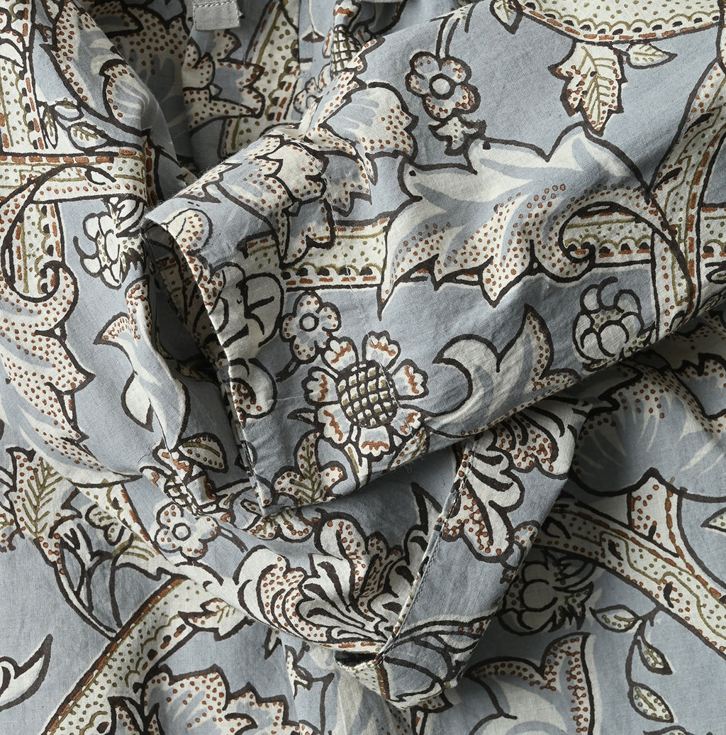 Indian Khadi Flower Sarasa Print Chou Chou Smock Dress Detail