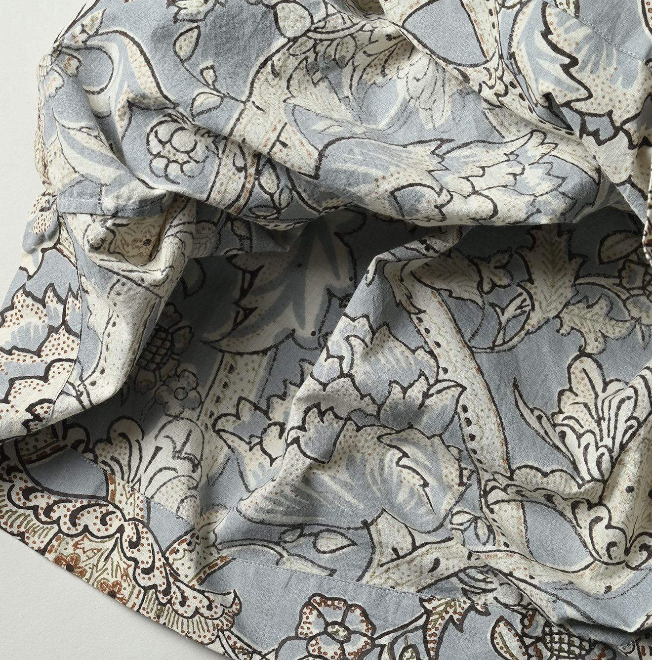 Indian Khadi Flower Sarasa Print Chou Chou Smock Dress Detail