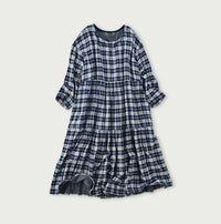 Indigo Fuwafuwa Double Woven Tiered Dress