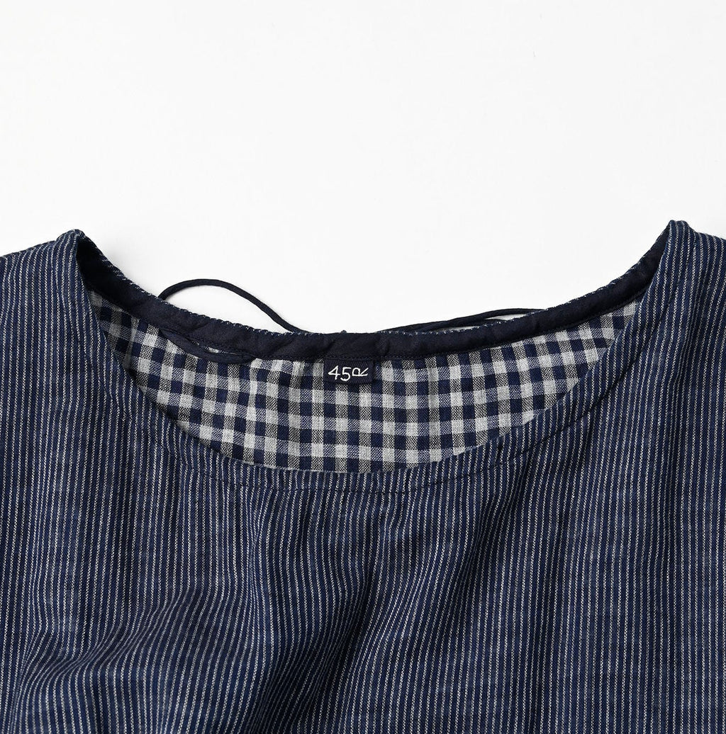 Indigo Fuwafuwa Double Woven Tiered Dress Detail