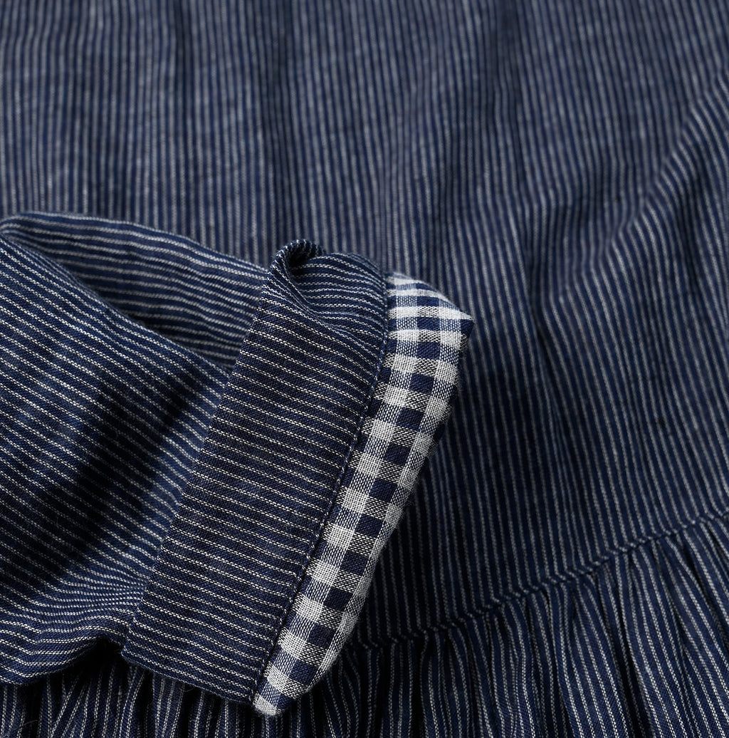 Indigo Fuwafuwa Double Woven Tiered Dress Detail