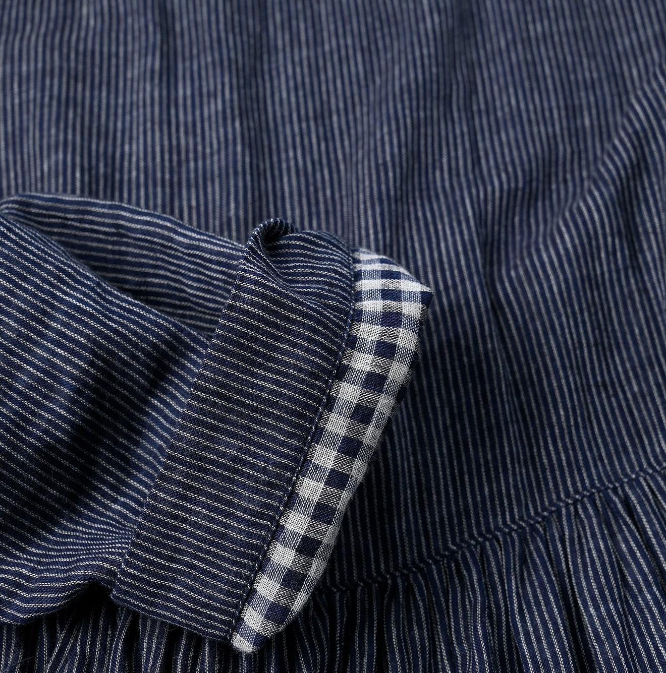 Indigo Fuwafuwa Double Woven Tiered Dress Detail