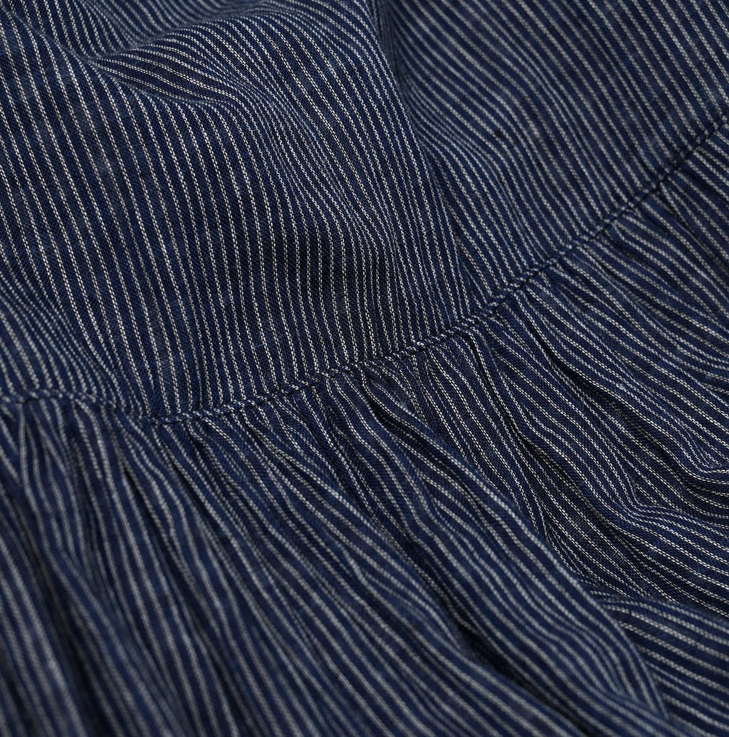 Indigo Fuwafuwa Double Woven Tiered Dress Detail