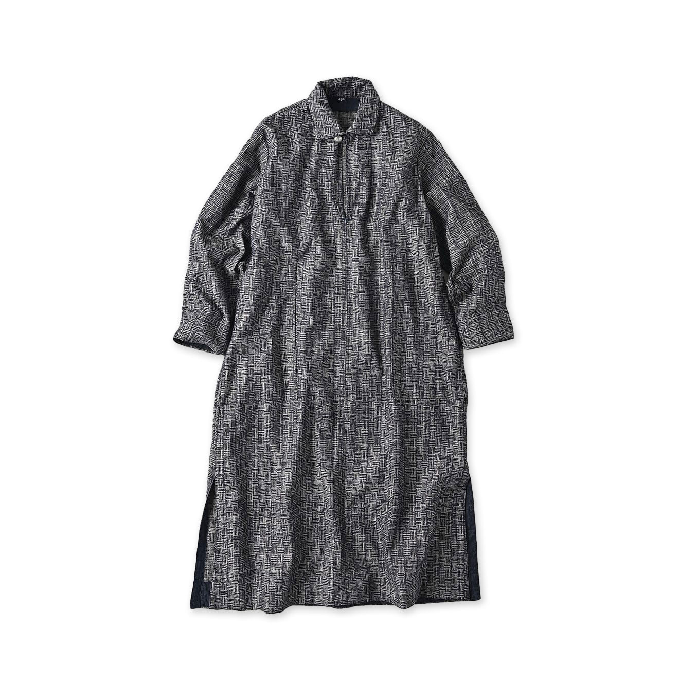 Indigo Basket Pattern Jacquard Dress Nou