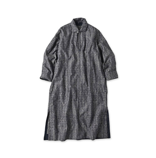 Indigo Basket Pattern Jacquard Dress Nou