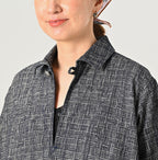Indigo Basket Pattern Jacquard Dress Detail