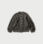 Linen Herringbone Bolero Natural x Navy Herringbone