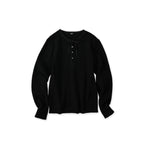Rib Knitsew Henley Black