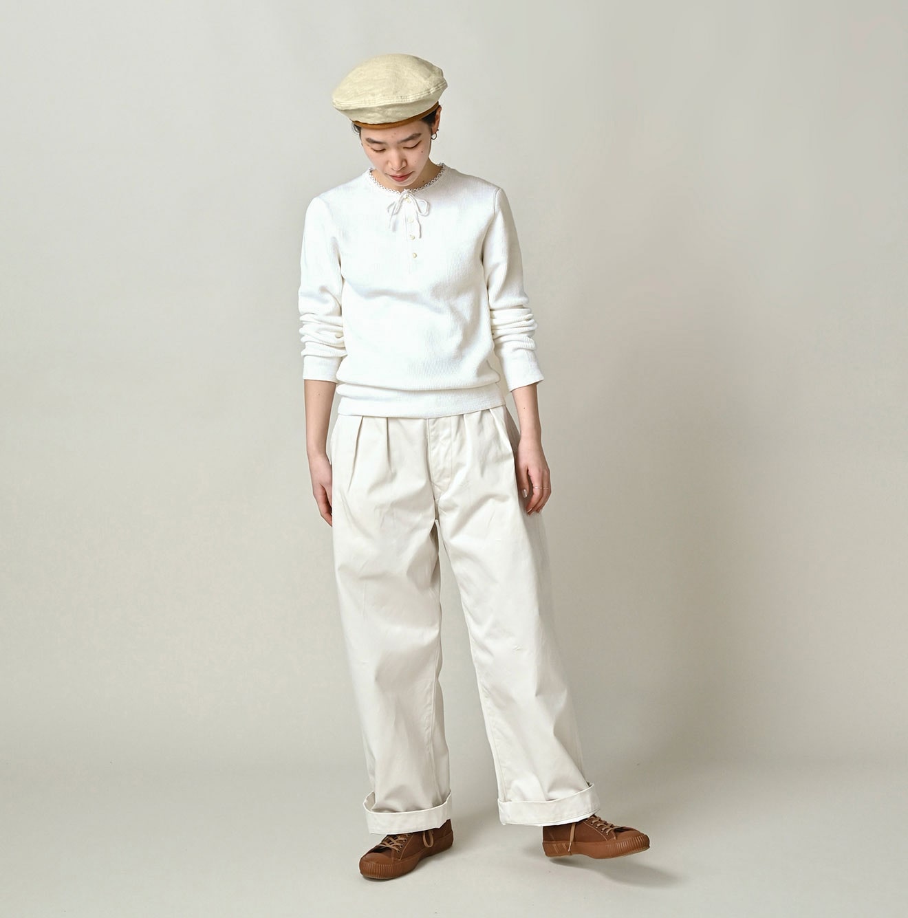 Rib Knitsew Henley Female Model