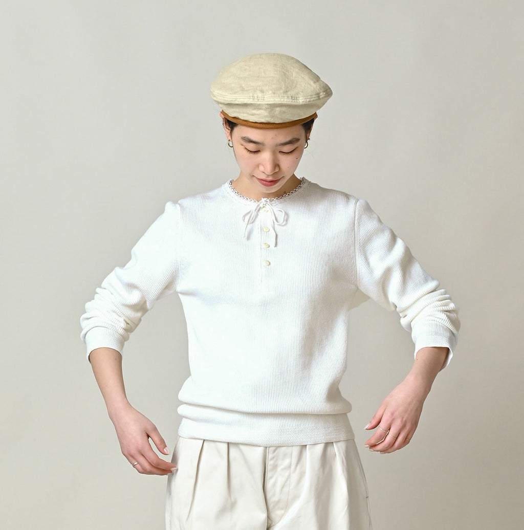 Rib Knitsew Henley Female Model